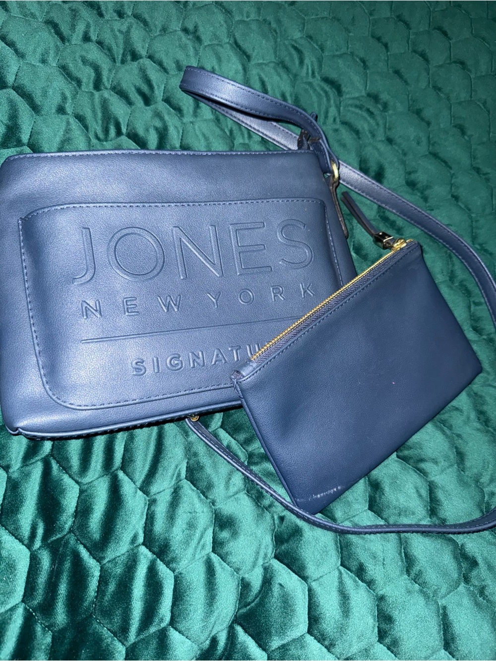 Jones New York Signature Navy Crossbody Bag with Pouch